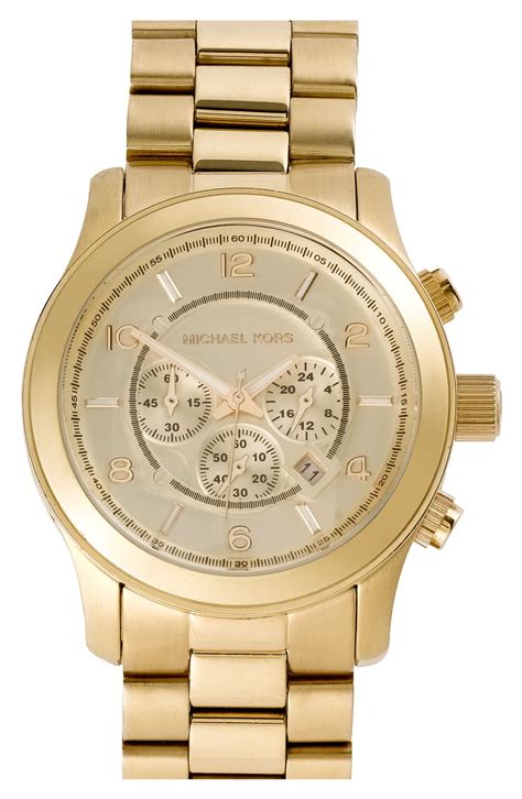 michael kors large runway gold bracelet watch 46mm|Michael Kors slim runway black.